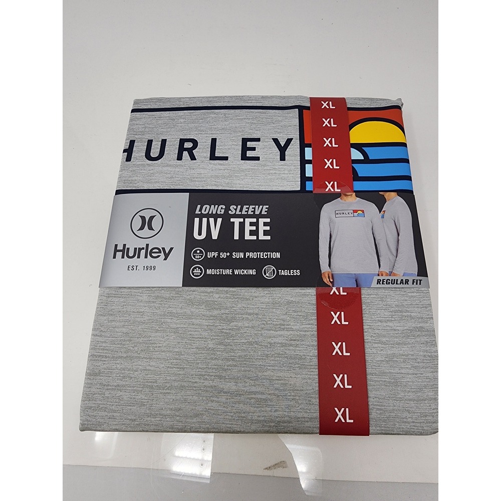 Hurley Mens Long Sleeve UV Tee Gray Polyester Blend Athletic Size XL